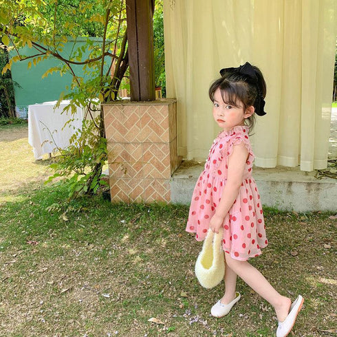 Girls' Summer Dot Sleeveless Princess Dress