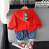 Spring and Autumn Boys Cartoon Long Sleeve Hoodie Two-Piece Set