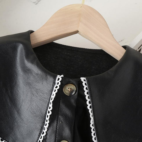 Girls' Fashion Mid-length Leather Dress