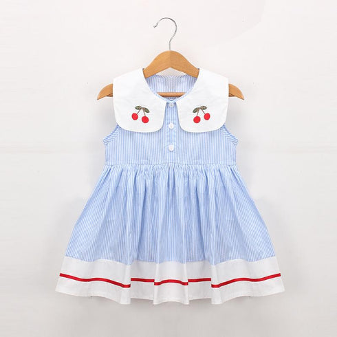 Summer Children's Clothing Girls' Doll Collar Striped Dress Sleeveless Vest Skirt