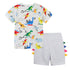 Summer White Dinosaur Boy Short Sleeve Set