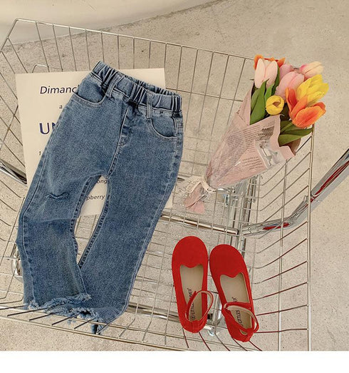 Girls Denim Flared Pants