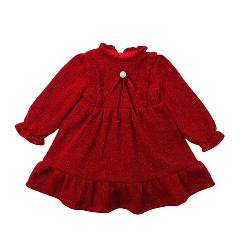 Winter velvet red princess dress New Year Christmas dress