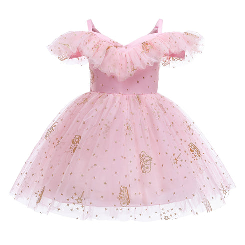 Girls' Dress European And American Children's Wear Crown Sequin Princess Dress Dress Mesh Paggy Dress