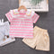 Girls Summer Short Sleeve Shorts Two-Piece Set