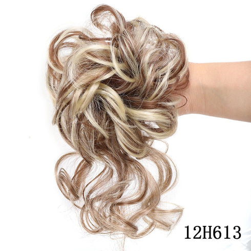 Synthetic bun wig fluffy hair ring ball head