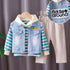 Three-piece set of denim waistcoat inside children's clothing stripes