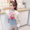 Girl's Summer Unicorn Top Tassel Denim Dress Set