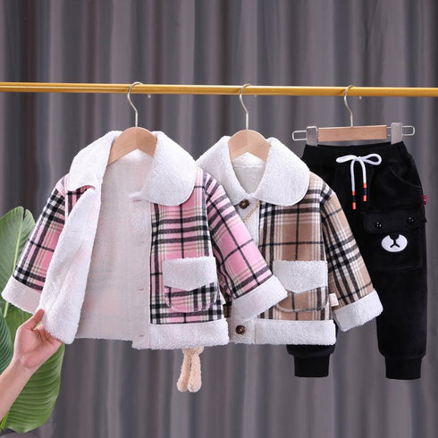 Winter girls suit padded two-piece set