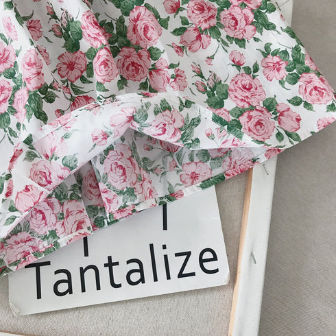 Girls Condole Belt Dress 2022 Summer New Wear Small Clear Sweet Floral Skirt