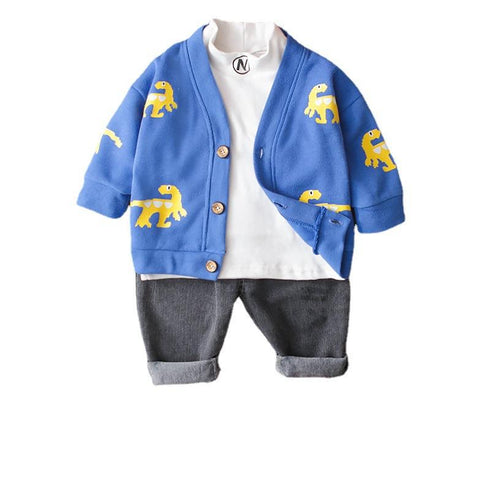 Children's Knitted Shirt Spring and Autumn Three-Piece Set