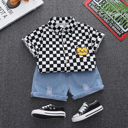 Summer children's shirt short sleeve shorts two-piece set