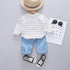 Spring and Autumn Boys Long Sleeve Shirt Two-Piece Set