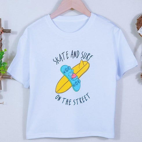 Handsome Cartoon Children's Half Sleeve Top Bottomed Shirt Thin T-shirt