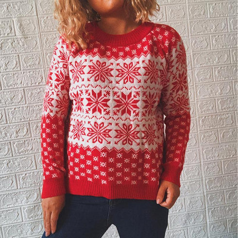 Autumn and Winter Classic Christmas Sweater Long Sleeve Crewneck Knitted Top