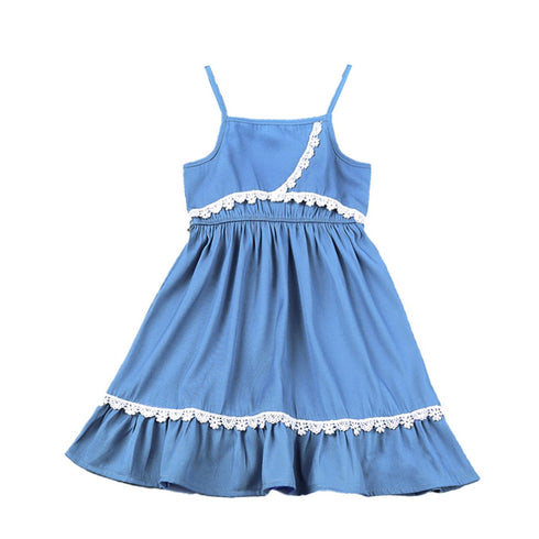 Girls Summer Suspender Lace Dress