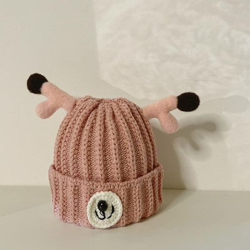 Children's Wool Hat Cute Antler Pullover Hat In Autumn And Winter Circumference 18.9-20.5 inch