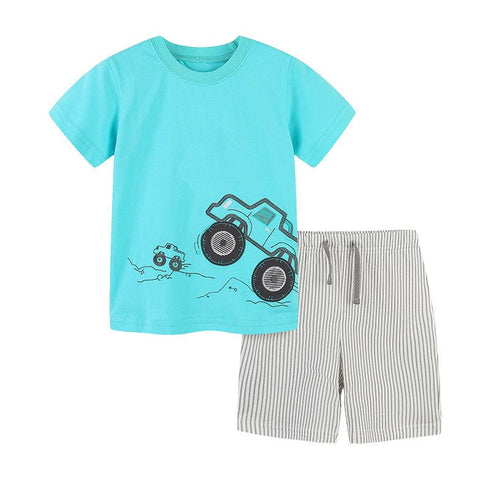Children's Mountain Bike Design Short Sleeve T-Shirt Two-piece Set
