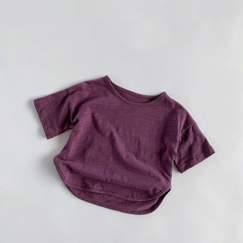 Slub Cotton Short Sleeve T-shirt Versatile Cotton Personalized T-Shirt Baby Top