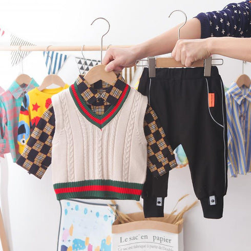 Children's Spring and Autumn Long Sleeve Sweater Set of Three