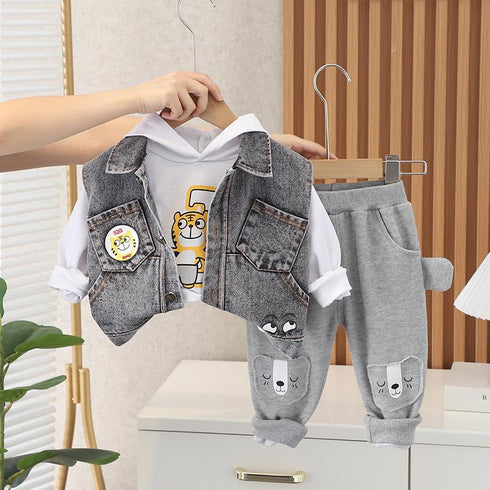 Spring and Autumn Boys Casual Cowboy Vest Set of Three