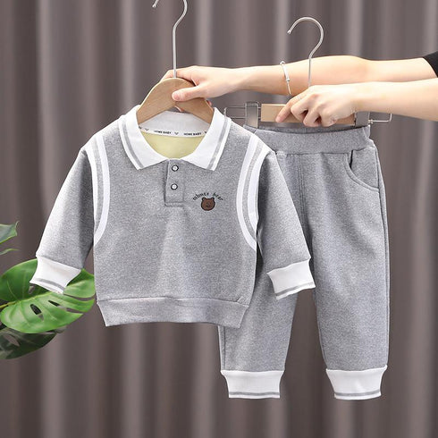 Autumn and winter children plus velvet trousers two-piece set