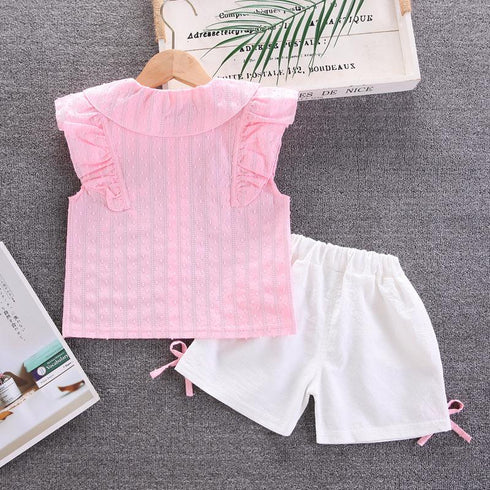 Girls Summer Short Sleeve Shorts Two-Piece Set