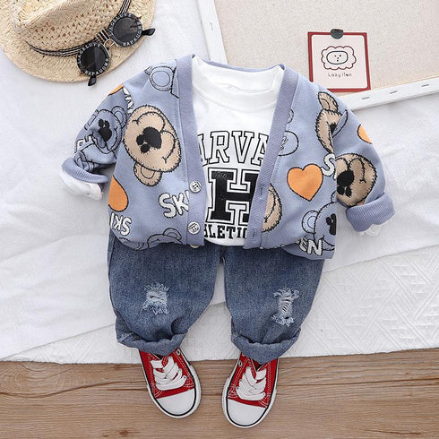 Boy's Spring and Autumn Crewneck Tee Set of Three