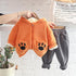 Autumn and winter boys plus velvet hooded suit two-piece set