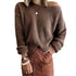 Autumn and winter solid color loose beveled jacket knitted sweater