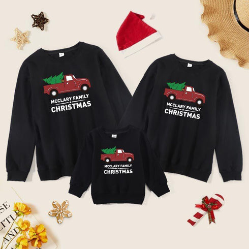 Christmas sweater black round neck without velvet warm long sleeve parent-child series