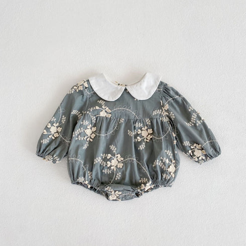 Long sleeve doll collar flower embroidered skirt ha clothes climbing clothes jumpsuit sister outfit