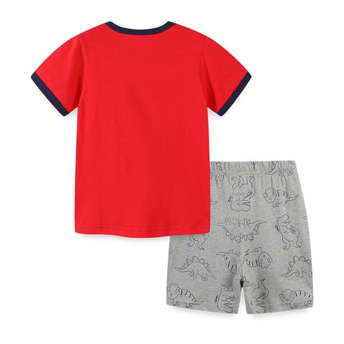 Summer Red Dinosaur Boy Suit