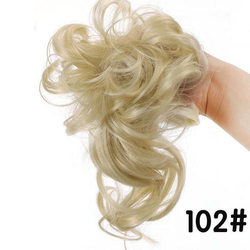 Synthetic bun wig fluffy hair ring ball head
