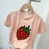 Girl's Sequin Strawberry Short Sleeve