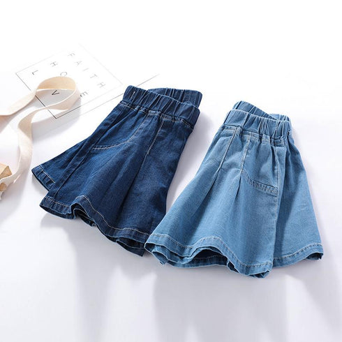 Girls Summer Pony Cartoon Denim Shorts