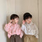 Children's Long Sleeve Shirt Cotton Western Style Embroidered Bear Shirt