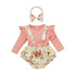 Cotton Pit Strip Long Sleeve Top + Suspender Skirt Set