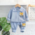 Lapel vests long sleeve suit boy baby cartoon animal half zipper two-piece set