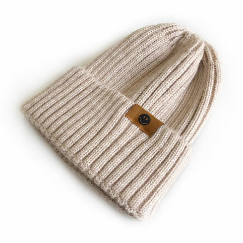 Warm knitted smiling face multicolor hat 13.77 inches