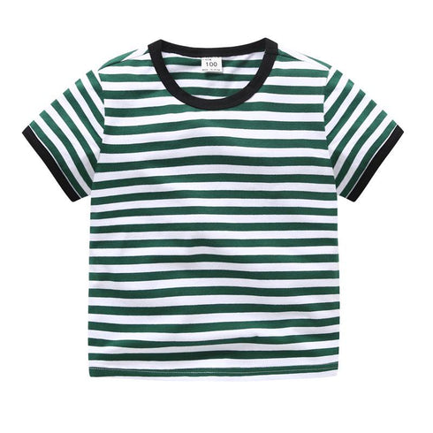 Summer Boys' And Girls' Stripe Short Sleeve T-shirt