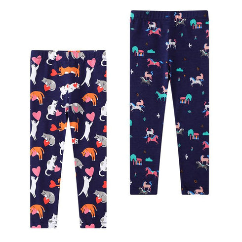Autumn New Girls Cartoon Printed Pants Cotton Pants