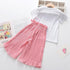 Girls Summer Sequined Unicorn Short Shirt Wide Leg Pants Set