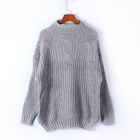 Autumn and Winter High Neck Twist Knitted Sweater
