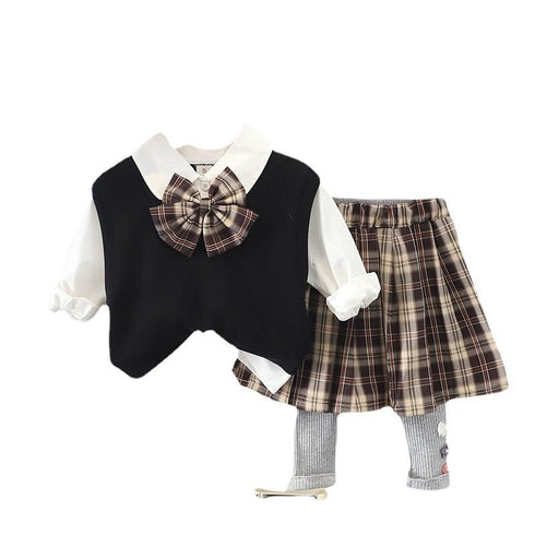 Children's Spring and Autumn Bow Skirt Pants Two-Piece Set