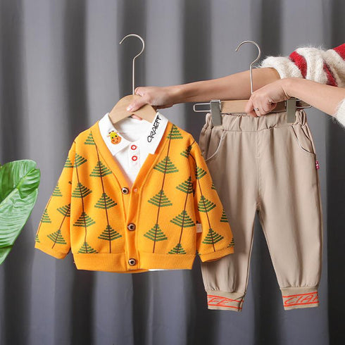 Boys spring and autumn shirt sweater set of three