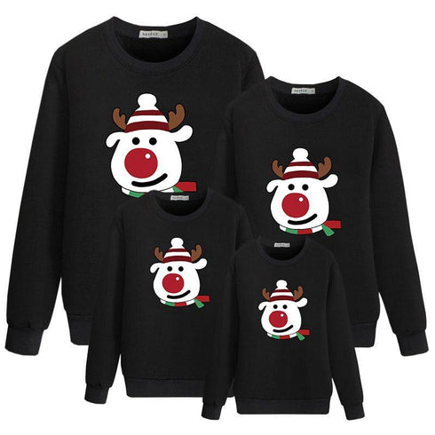 A family of three antlers Christmas snowman coat parent-child series