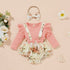 Cotton Pit Strip Long Sleeve Top + Suspender Skirt Set