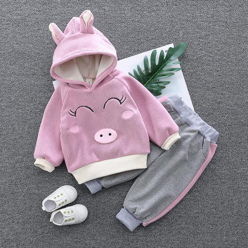 Girl's Thickened Fall/Winter Wear Two-Piece Set