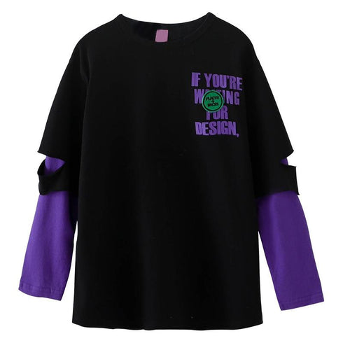 Foreign style printed children's clothing fake two-piece loose top